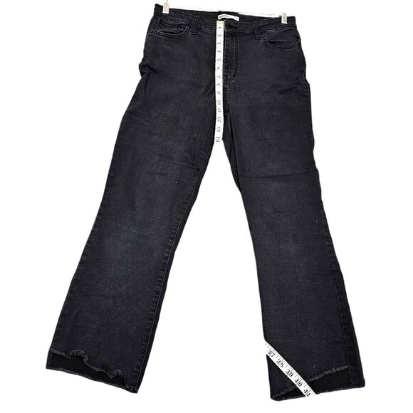 Nine West Kick Flare Black Denim Jeans Size 12 Womens Distressed Hem Cropped - Picture 7 of 9
